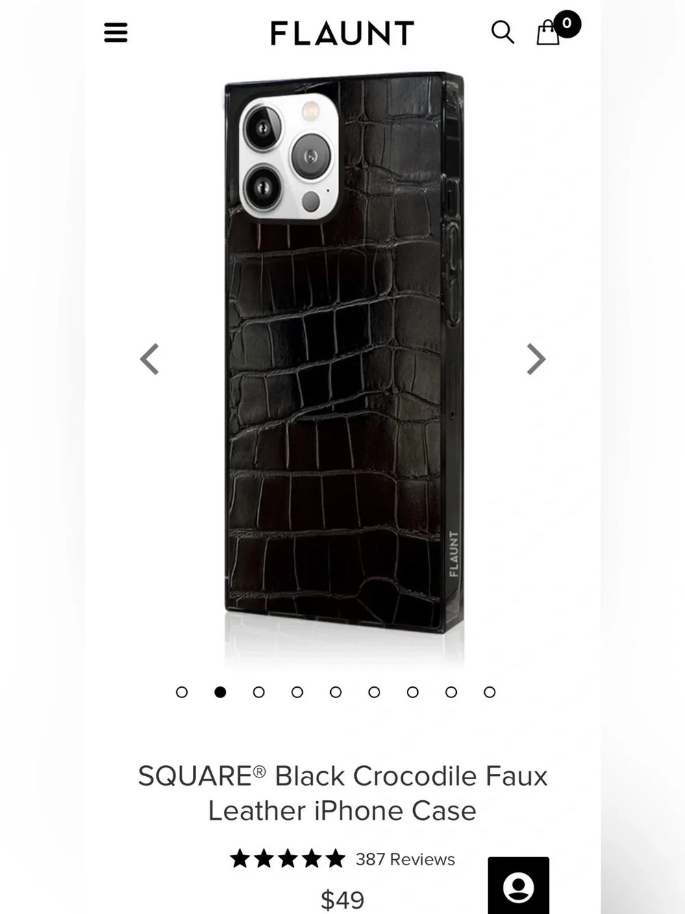 Black Faux Crocodile Leather Case by Flaunt